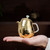 Handmade Pure Silver Teapot Gold Plated Eggplant 158ml