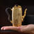 Handmade Pure Silver Teapot Gold Plated Hua Kai Hua Luo 178ml
