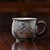 Handmade Pure Silver Teacup Ji Xiang Mu Dan 145ml