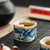 Blue and White Dragon Pattern Ru Kiln Gongfu Tea Tasting Teacup Han Fang 120ml