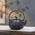 Handmade Pure Silver Teapot Carbon Black Pumpkin 270ml