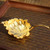 Handmade Pure Silver Loose Tea Strainer Gold Plated Leaf