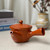 Red Side Handle Kyusu Ceramic Japanese Style Teapot with Inbuilt Filter 250ml