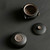 Black Ceramic Chinese Gongfu Teapot Teacup Travel Tea Set in Cotton Storage Bag
