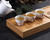 Foldable Travel Bamboo Tea Serving Tray w/t Porcelain Teapot Teacups Cotton Bag