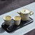 Simple Rectangle Black Pottery Ceramic Tea Tray 230x120mm