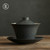 Sterling Silver Black Pottery Gongfu Tea Gaiwan Brewing Vessel 150ml