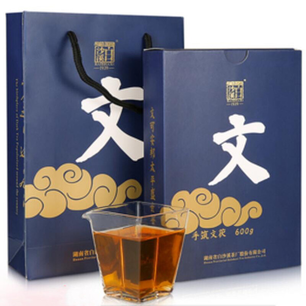 BAISHAXI Brand Wen Fu Anhua Golden Flowers Fucha Dark Tea 600g Brick
