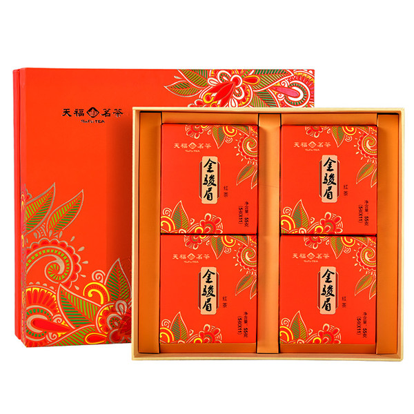 TenFu's TEA Brand Gift Box Jin Jun Mei Golden Eyebrow Wuyi Black Tea 220g