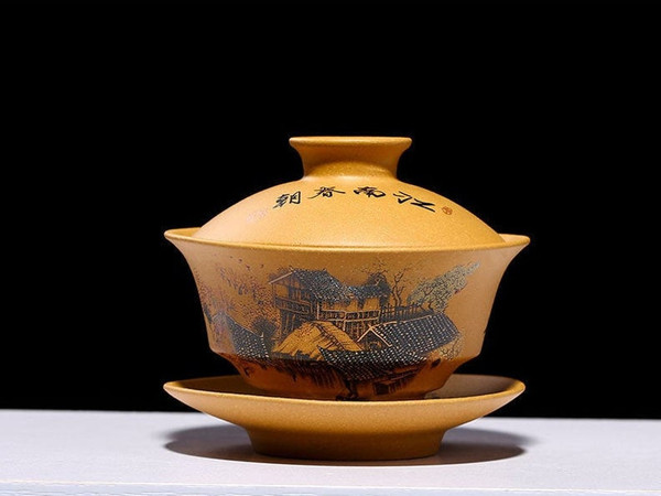 Yixing Zisha Clay Gaiwan Traditional Lidded Teacup 135ml