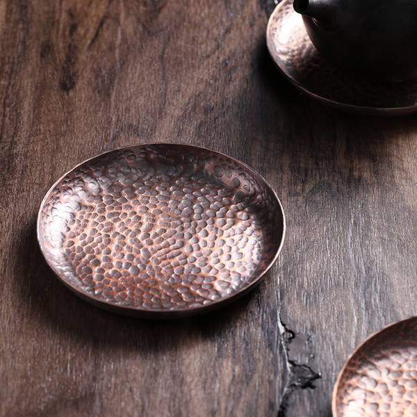 Round Chui Mu Wen Copper Cup Coaster For Gongfu Tea Ceremony