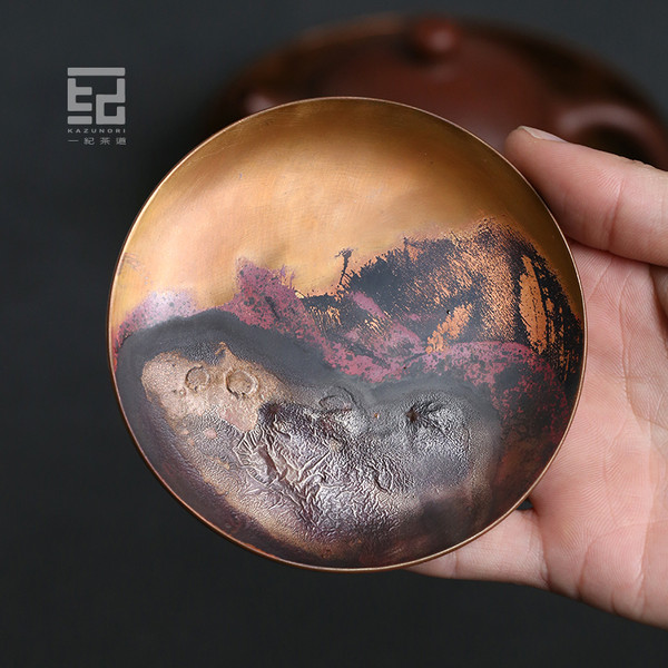 Round Liu Yin Copper Cup Coaster For Gongfu Tea Ceremony