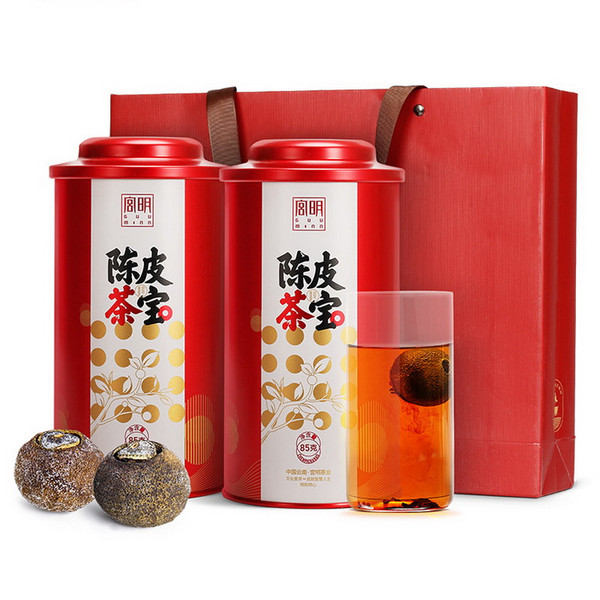 GUU MINN Brand Chenpi Chabao Xinhui Chenpi Orange Pu'er Yunnan Pu-erh Tea Stuffed Tangerine Ripe 2019 85g*2