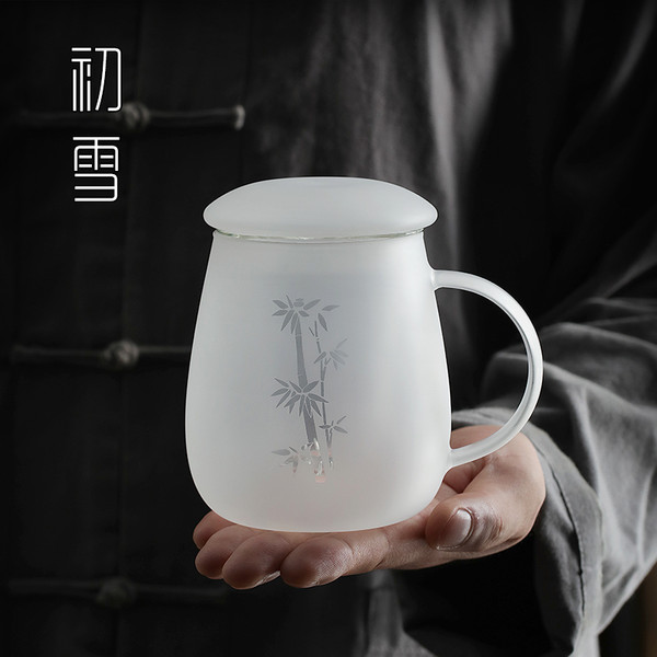 9773 White Mist Glass Loose Leaf Tea Mug with Infuser 550ml
