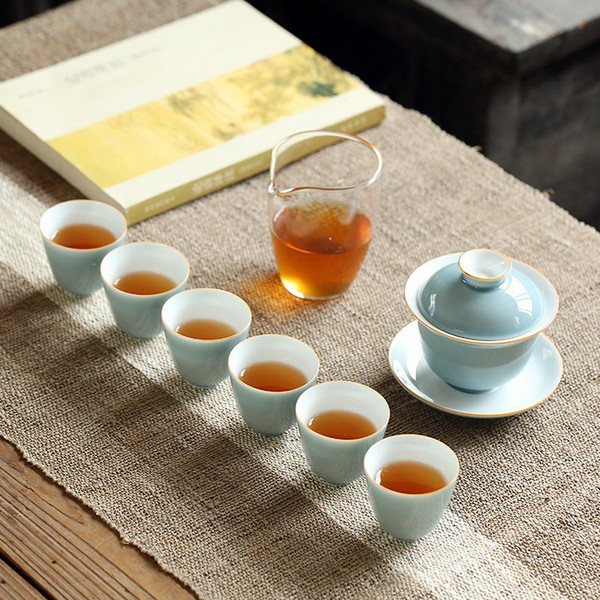 Agarwood Dehua White Porcelain Kungfu Tea Teapot And Teacup Set