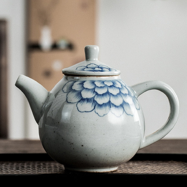 Qing Hua Peony Ceramic Chinese Kung Fu Tea Teapot 180ml