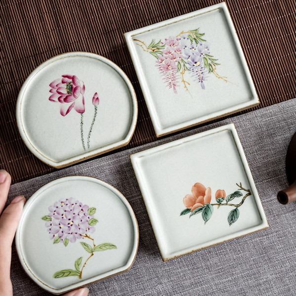 Fen Cai Hua Hui Ceramic Cup Coaster For Gongfu Tea Ceremony Fen Cai Hua Hui Ceramic Cup Coaster For Gongfu Tea Ceremony