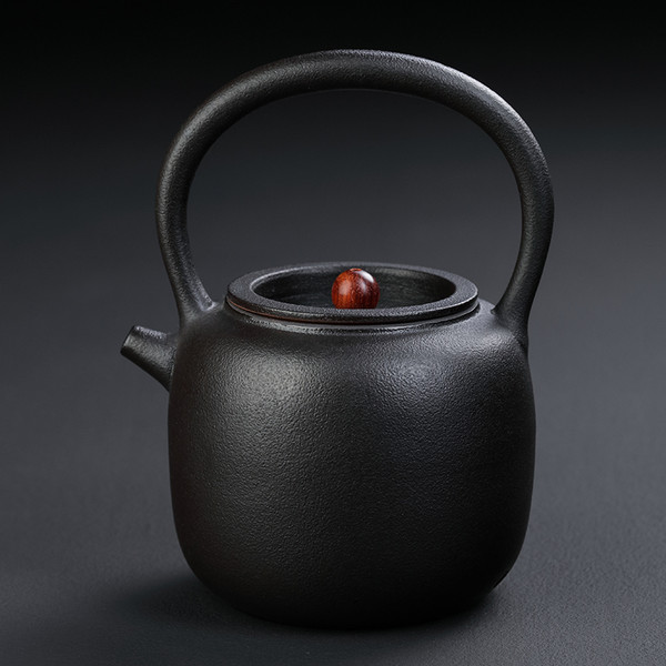 Shang Shui Hu Black Ceramic Kettle for Gongfu Tea Ceremony 1000ml