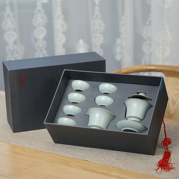 Retro Ru Kiln Ceramic Kungfu Tea Teapot And Teacup Set
