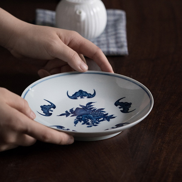 Fu Shou San Duo Water Storage Ceramic Tea Tray 165x165x30mm