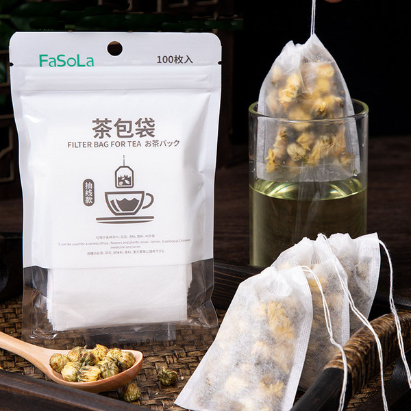 100 Pcs Disposable Drawstring Paper Filter Bags for Loose Tea