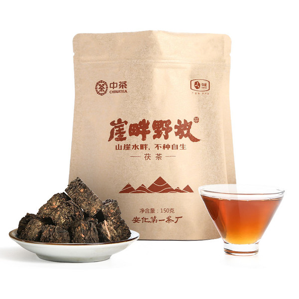 CHINATEA Brand Ya Pan Ye Fang Hunan Anhua Golden Flowers Fucha Dark Tea 150g Brick