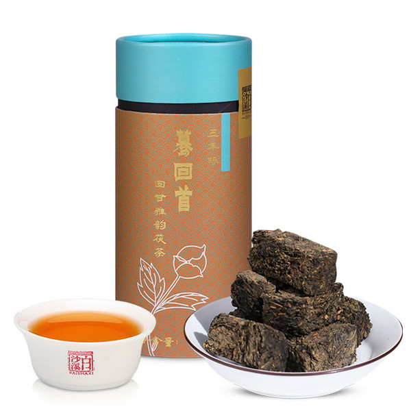 BAISHAXI Brand Mo Hui Shou Anhua Golden Flowers Fucha Dark Tea 120g Brick