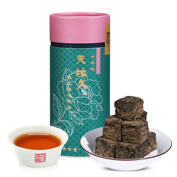 BAISHAXI Brand Tian Di Jiu Anhua Golden Flowers Fucha Dark Tea 120g Brick