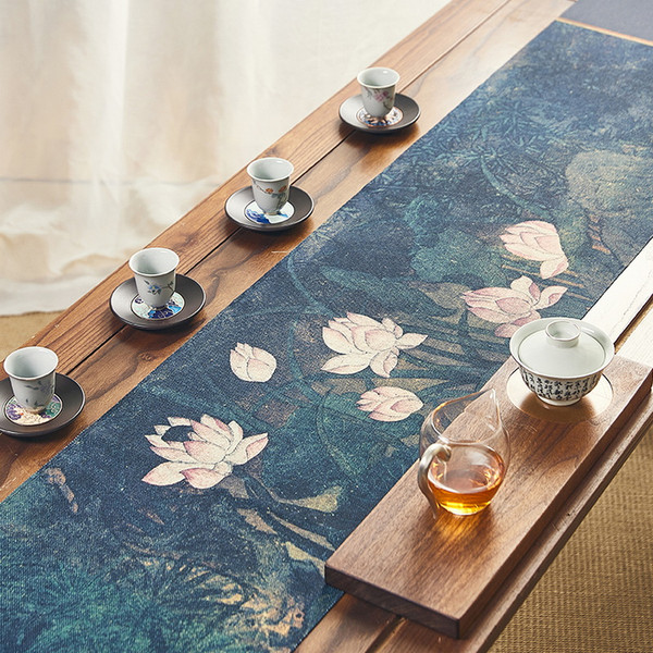 Chinese Ink Style Cotton Linen Placemat for Gongfu Tea Ceremony