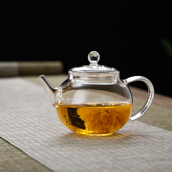 Small Clear Glass Chinese Tea Teapot with Built-in Filter 250ml