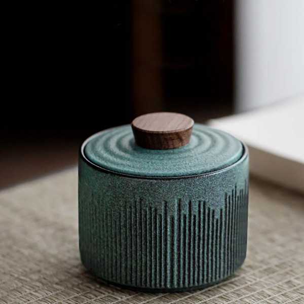 Lush Forest Small Ceramic Tea Canister For Loose Tea