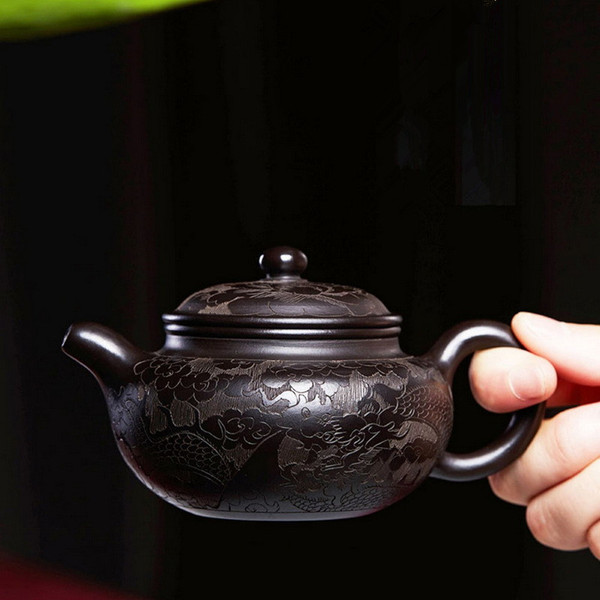 Handmade Yixing Zisha Clay Teapot Zhen Ke Long Wen Fang Gu 200ml