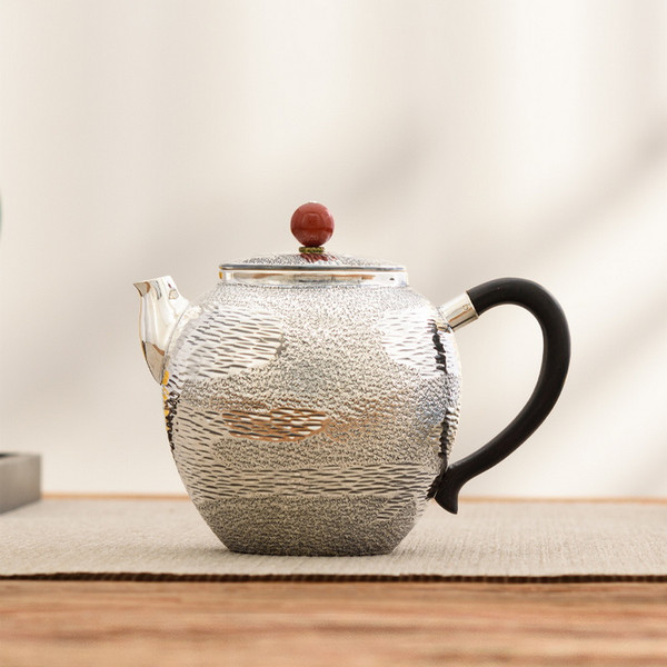 Handmade Pure Silver Teapot Fang Gu 160ml