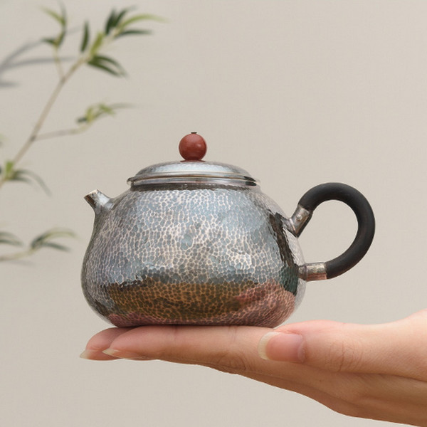 Handmade Pure Silver Teapot Zuo Jiu Chui Wen 170ml