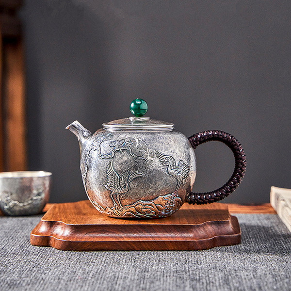 Handmade Pure Silver Teapot Song He Yan Nian 320ml