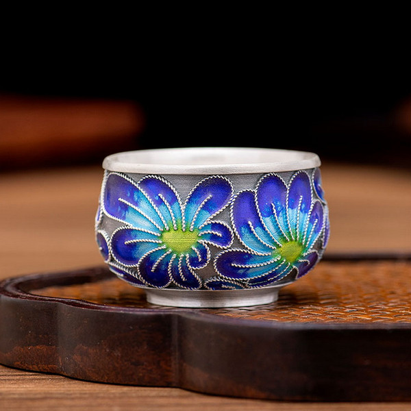 Handmade Pure Silver Teacup Da Li 40ml