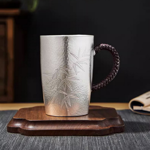 Handmade Pure Silver Tea Mug Ya Zhu 420ml