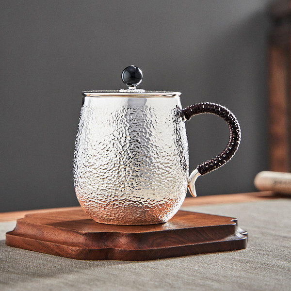 Handmade Pure Silver Tea Mug Hao Yue Yin Hui 430ml