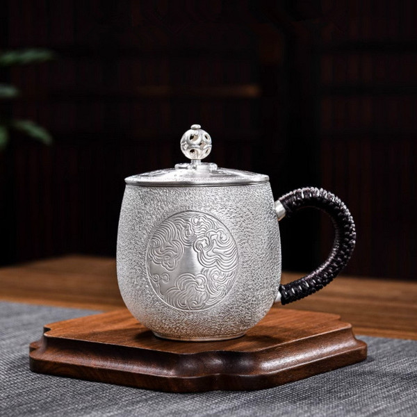 Handmade Pure Silver Tea Mug Liu Xing Yun 370ml