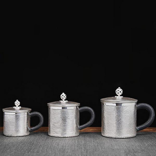 Handmade Pure Silver Tea Mug Shi Yong Cha Gang