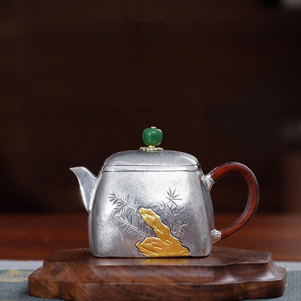Handmade Pure Silver Teapot Qing Shan Yi Jiu 208ml