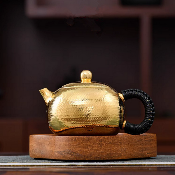 Handmade Pure Silver Teapot Gold Plated Zhui Mu Xi Shi 318ml