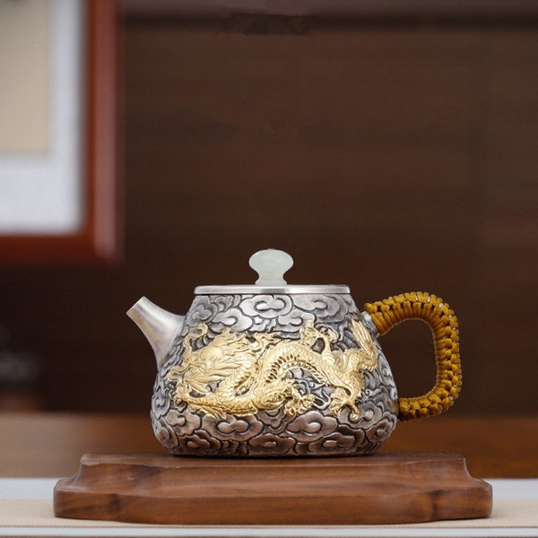 Handmade Pure Silver Teapot Cang Long Shi Piao 210ml