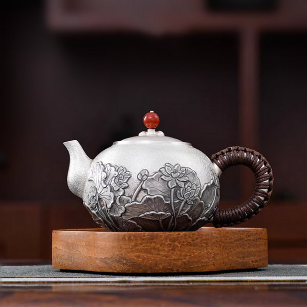 Handmade Pure Silver Teapot He Hua Bing Di 260ml