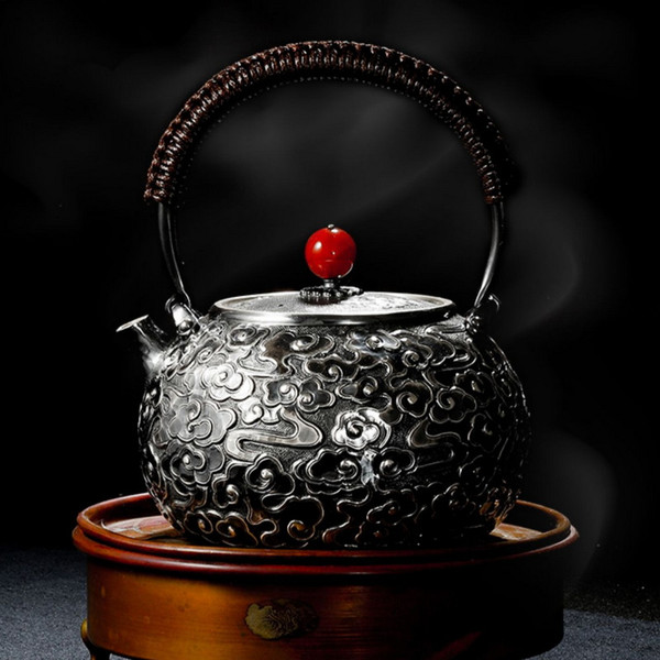 Handmade Pure Silver Kettle Xiang Yun Rui Cai 550ml