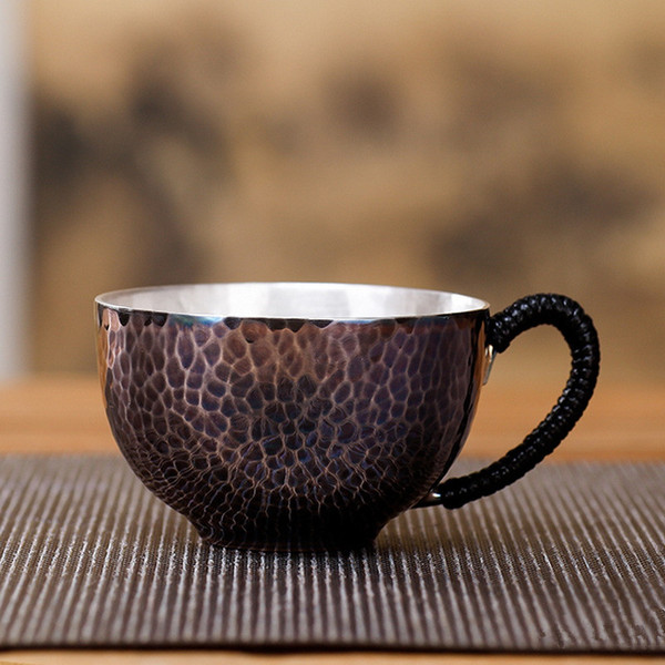 Handmade Pure Silver Teacup Xuan Lan 40ml