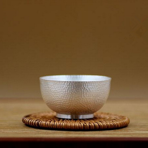 Handmade Pure Silver Teacup Ya Guang Zhui Mu 78ml