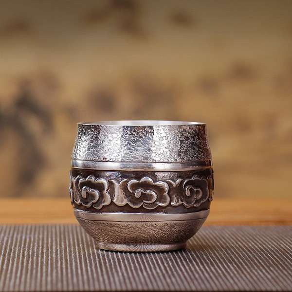 Handmade Pure Silver Teacup Xiang Yun Wen 70ml