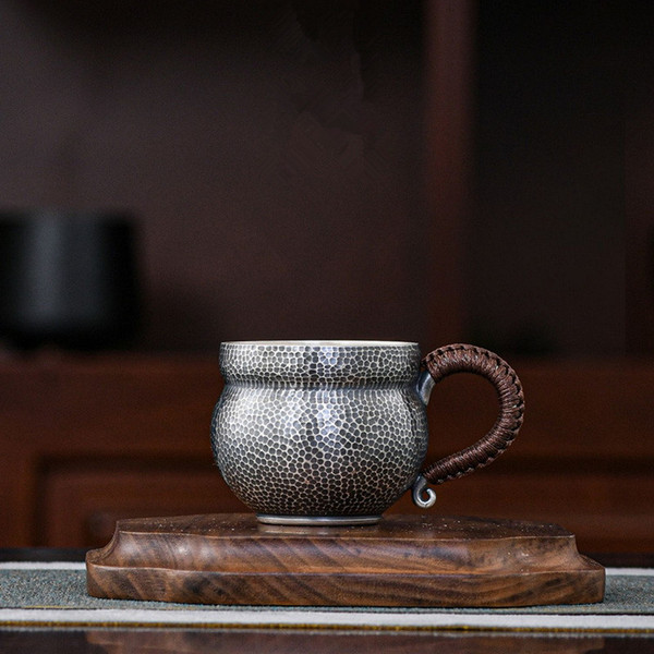 Handmade Pure Silver Teacup Gu Fa Hu Lu 118ml