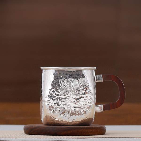 Handmade Pure Silver Teacup He Hua Fang Bei 160ml